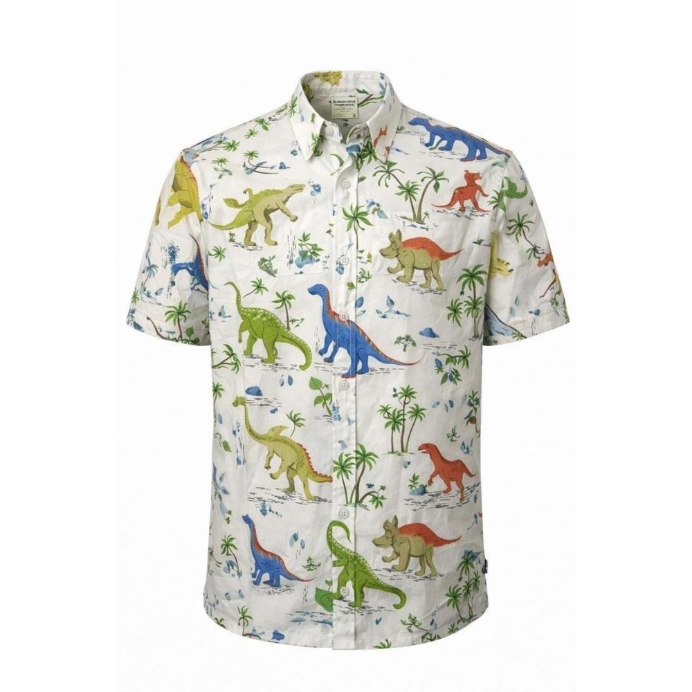 Hardaddy Dinosaur Shirt Men 3XL Short Sleeve‎ Button Up Novelty Print